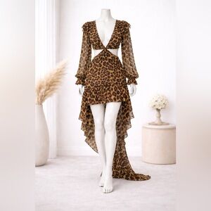 ZARA Leopard High-Low Backless Dress – Size S